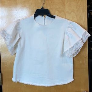 White jean lace T-shirt